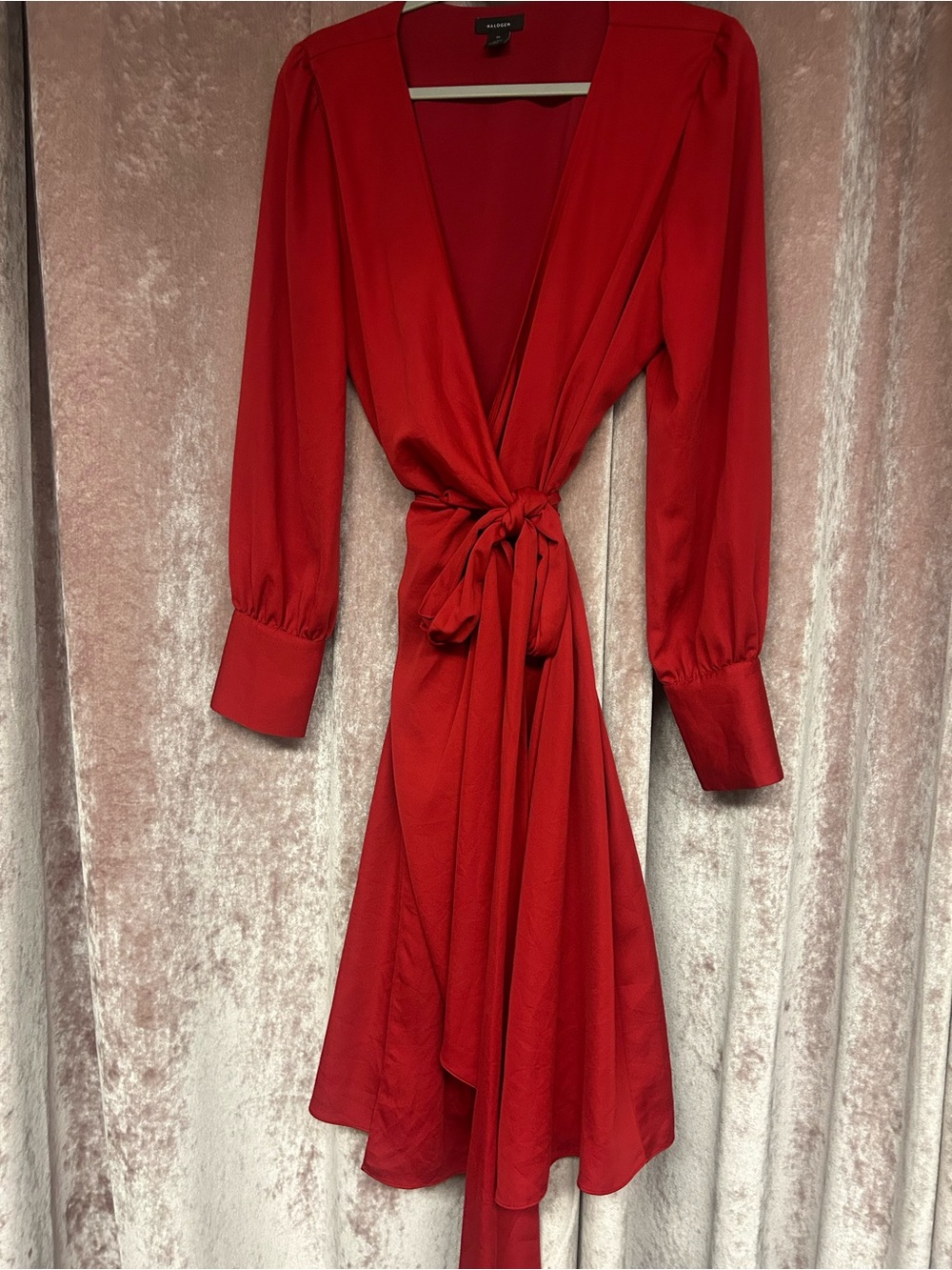 Halogen Red Wrap Dress with Tie Waist